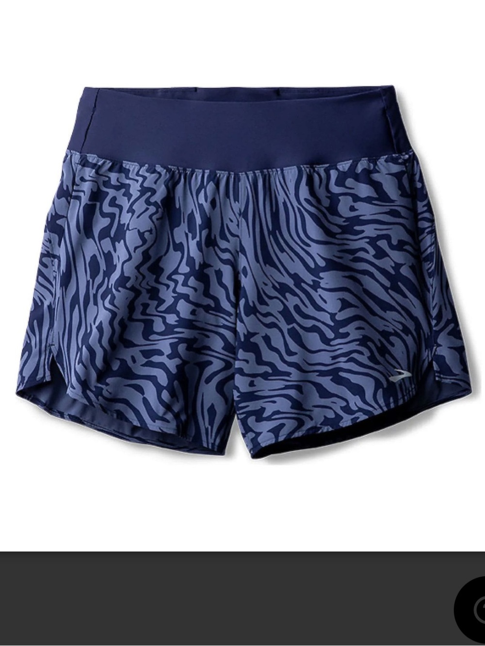 Brooks Navy Zebra-Pattern Running Shorts lines  2 in 1 Size Large Blue